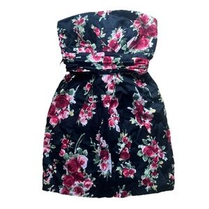 Forever 21 Womens Strapless Mini Dress S Floral Y2K 2000s Cocktail Holiday Party